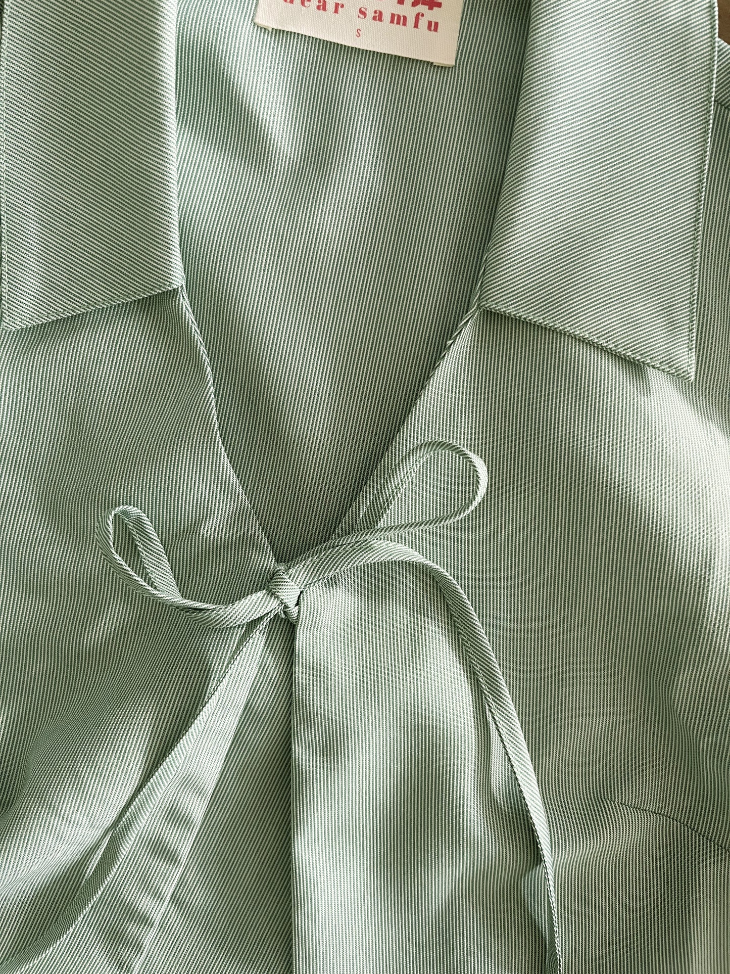 Harmony Blouse in jade microstripe - Dear Samfu