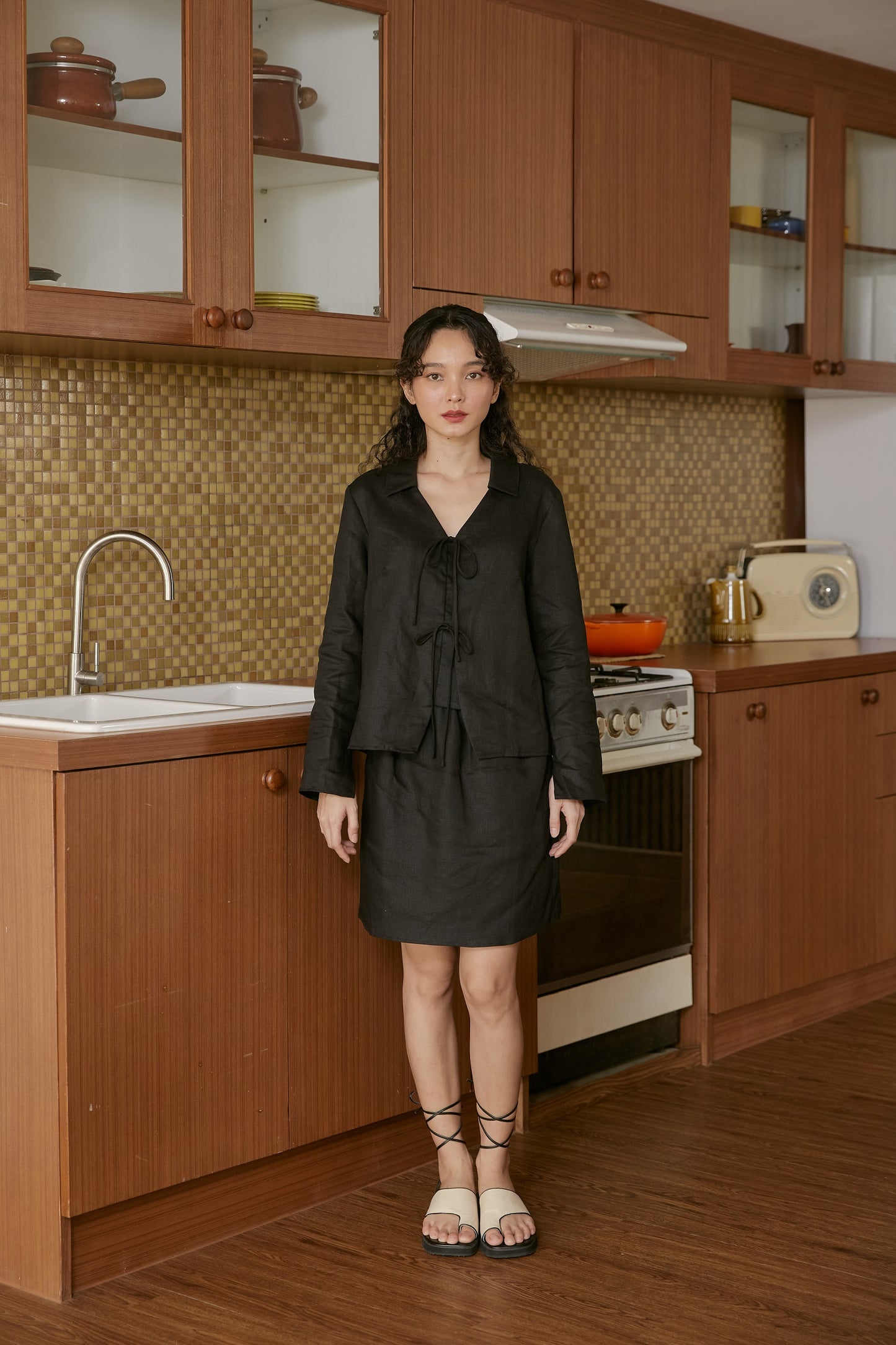 Harmony Blouse in black linen - Dear Samfu