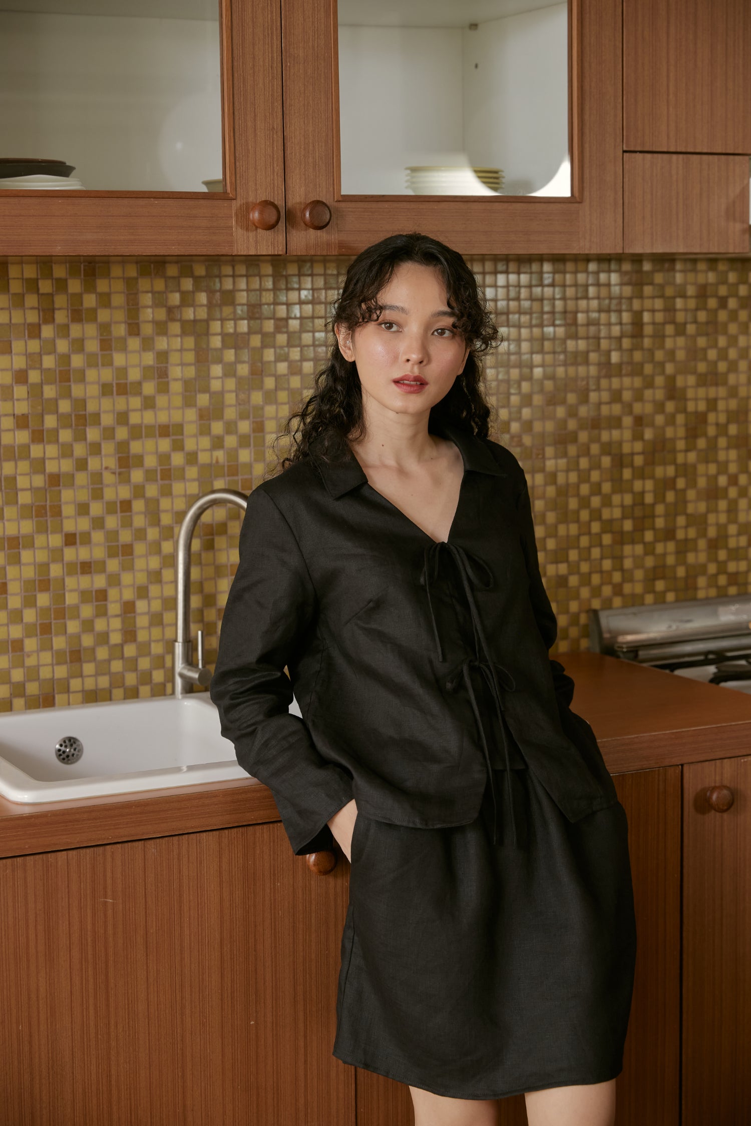 Harmony Skirt in black linen - Dear Samfu
