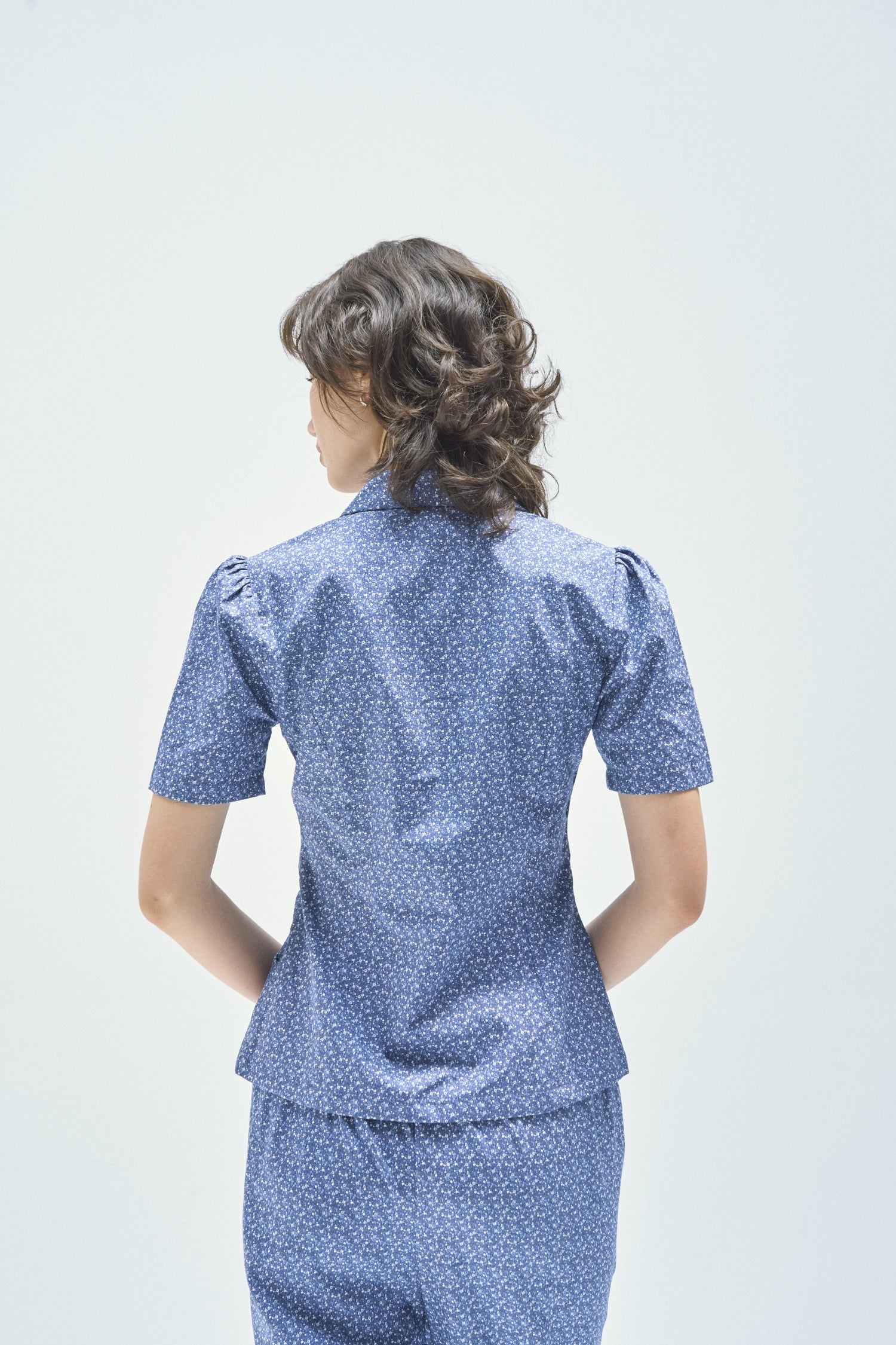 Not Long Ago Shirt in navy ditsy - Dear Samfu