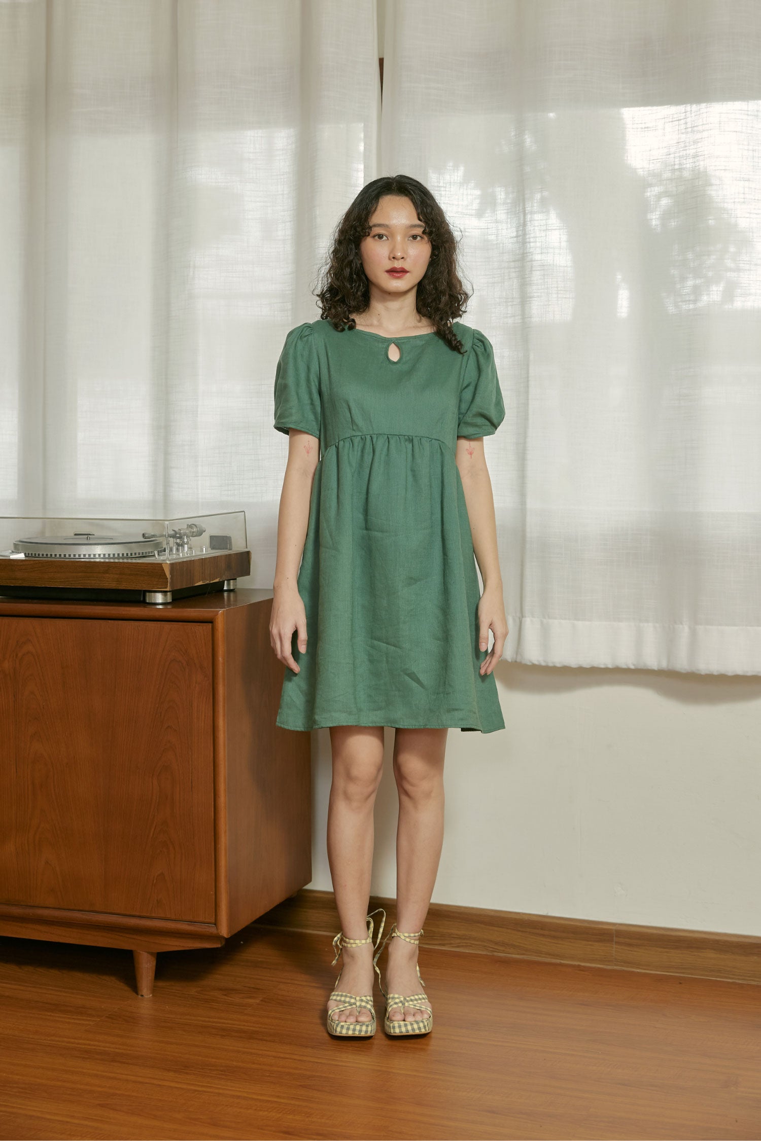 Lunar Dress in forest linen - Dear Samfu