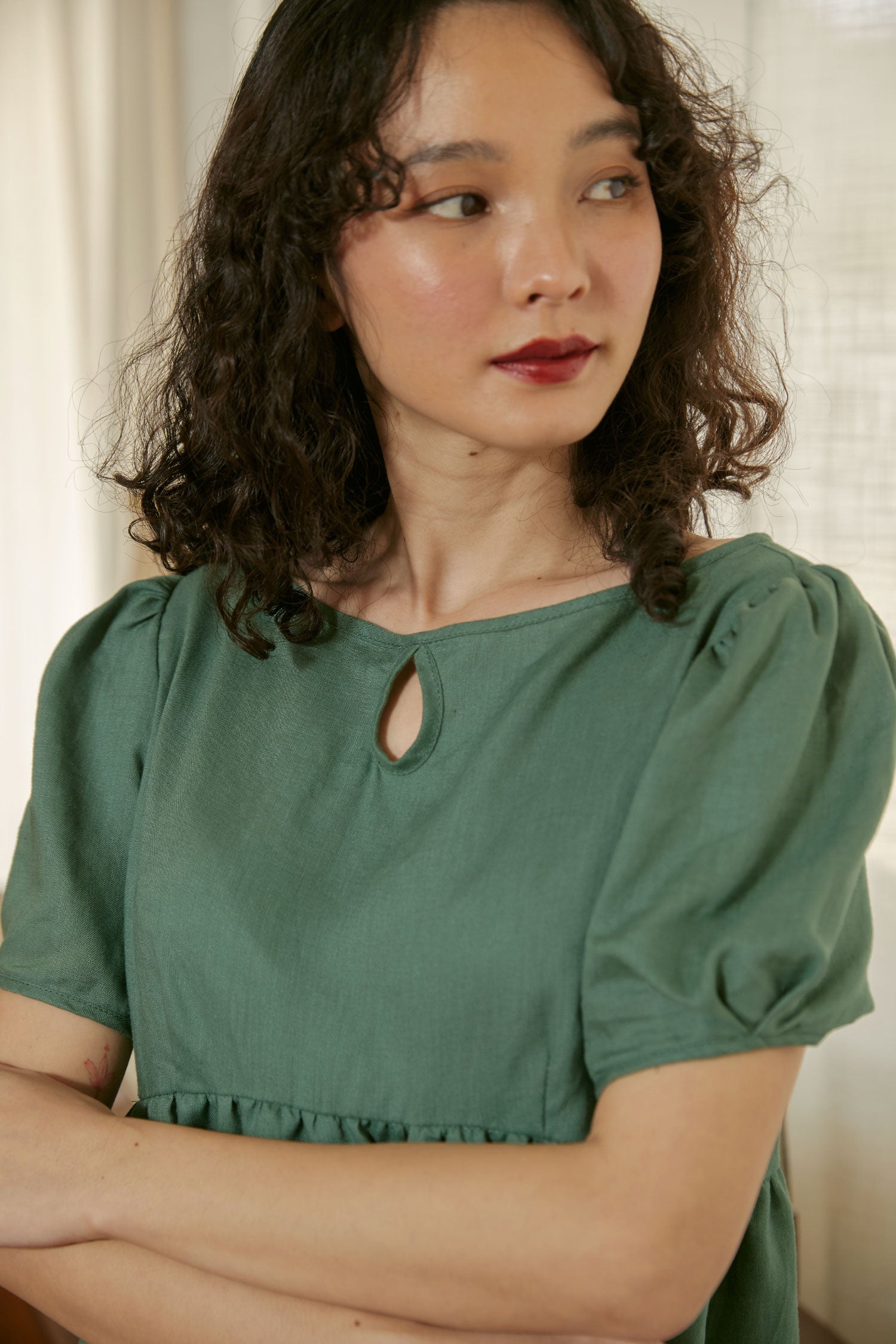 Lunar Dress in forest linen - Dear Samfu