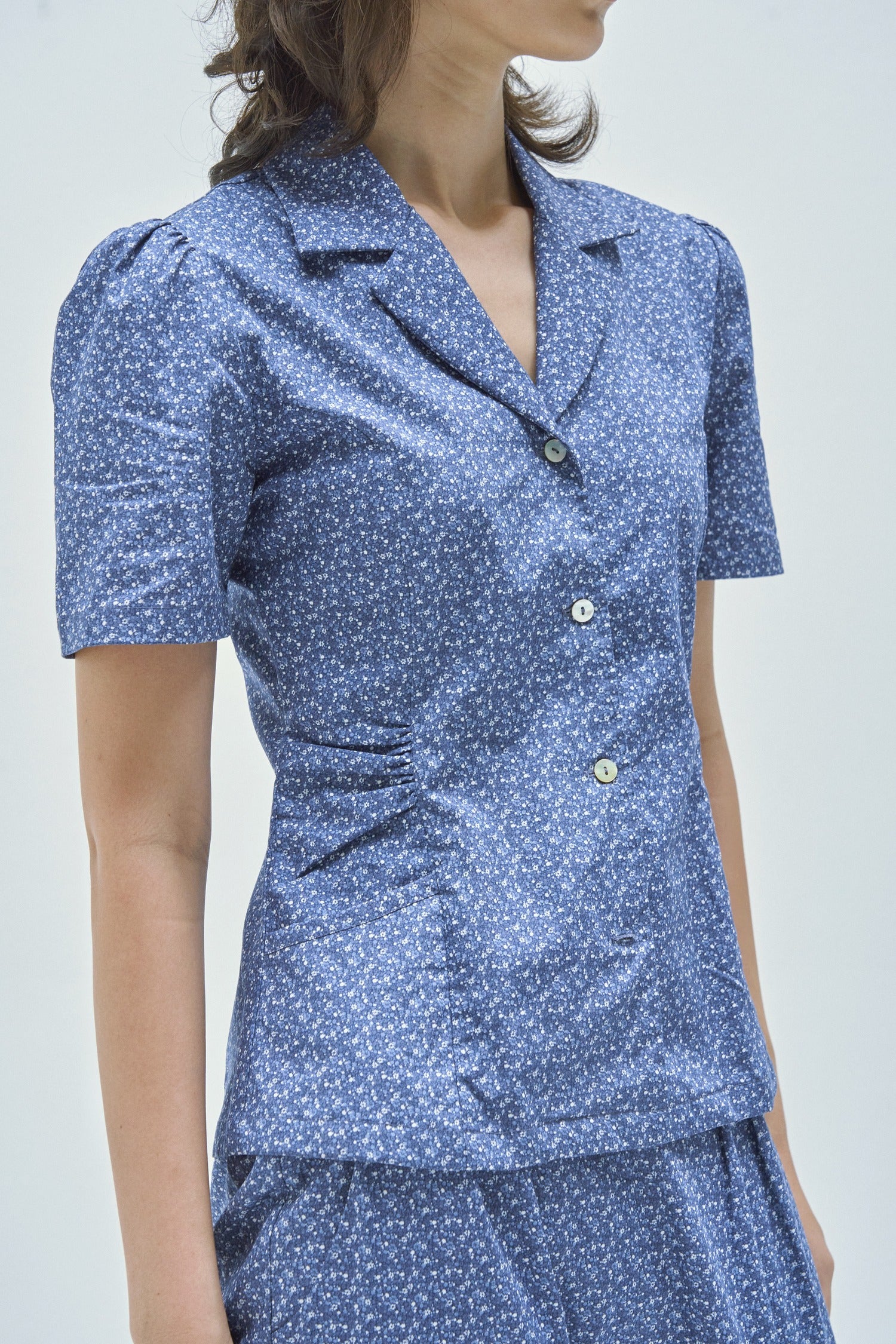 Not Long Ago Shirt in navy ditsy - Dear Samfu