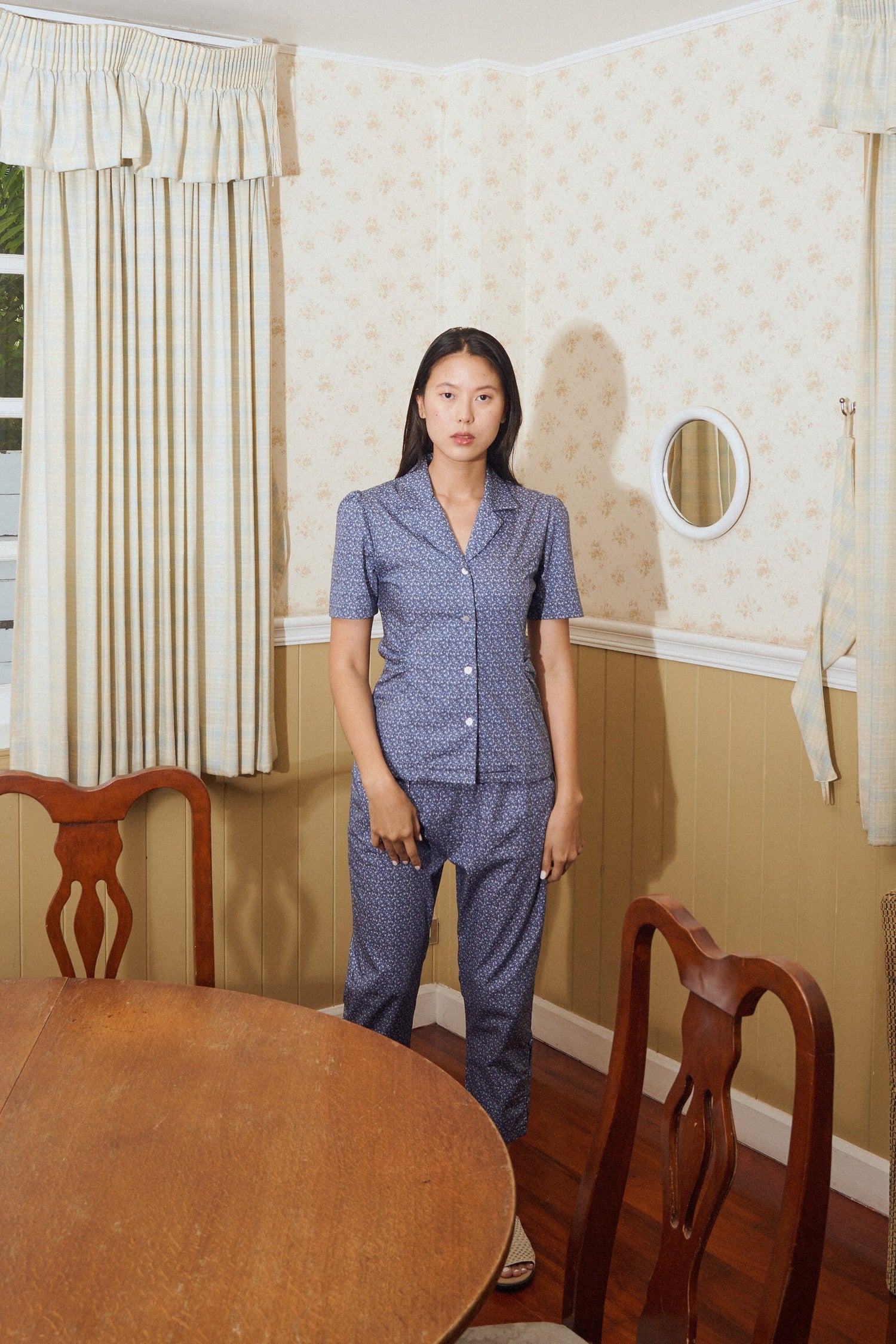 Not Long Ago Shirt in navy ditsy - Dear Samfu