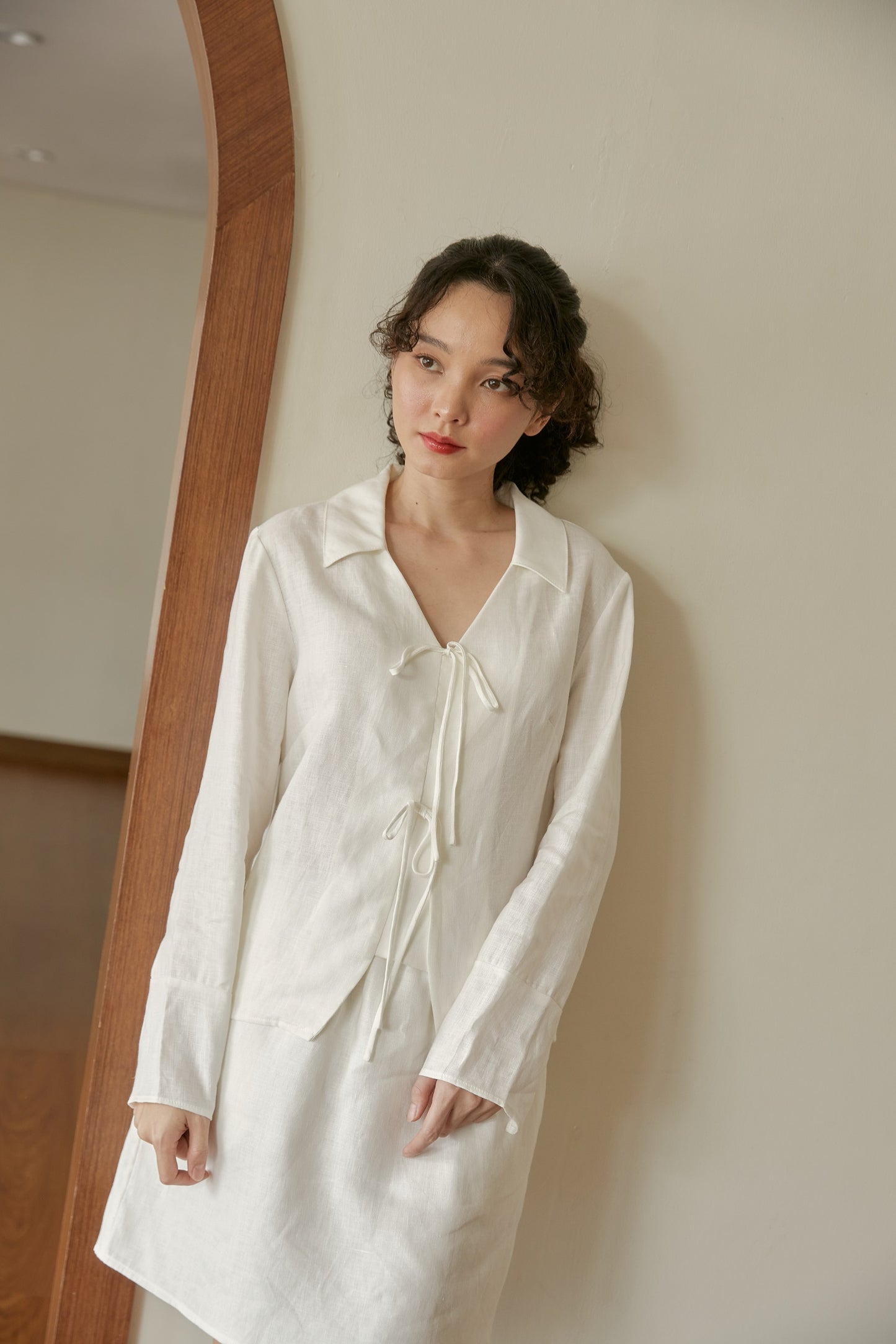 white long sleeve top