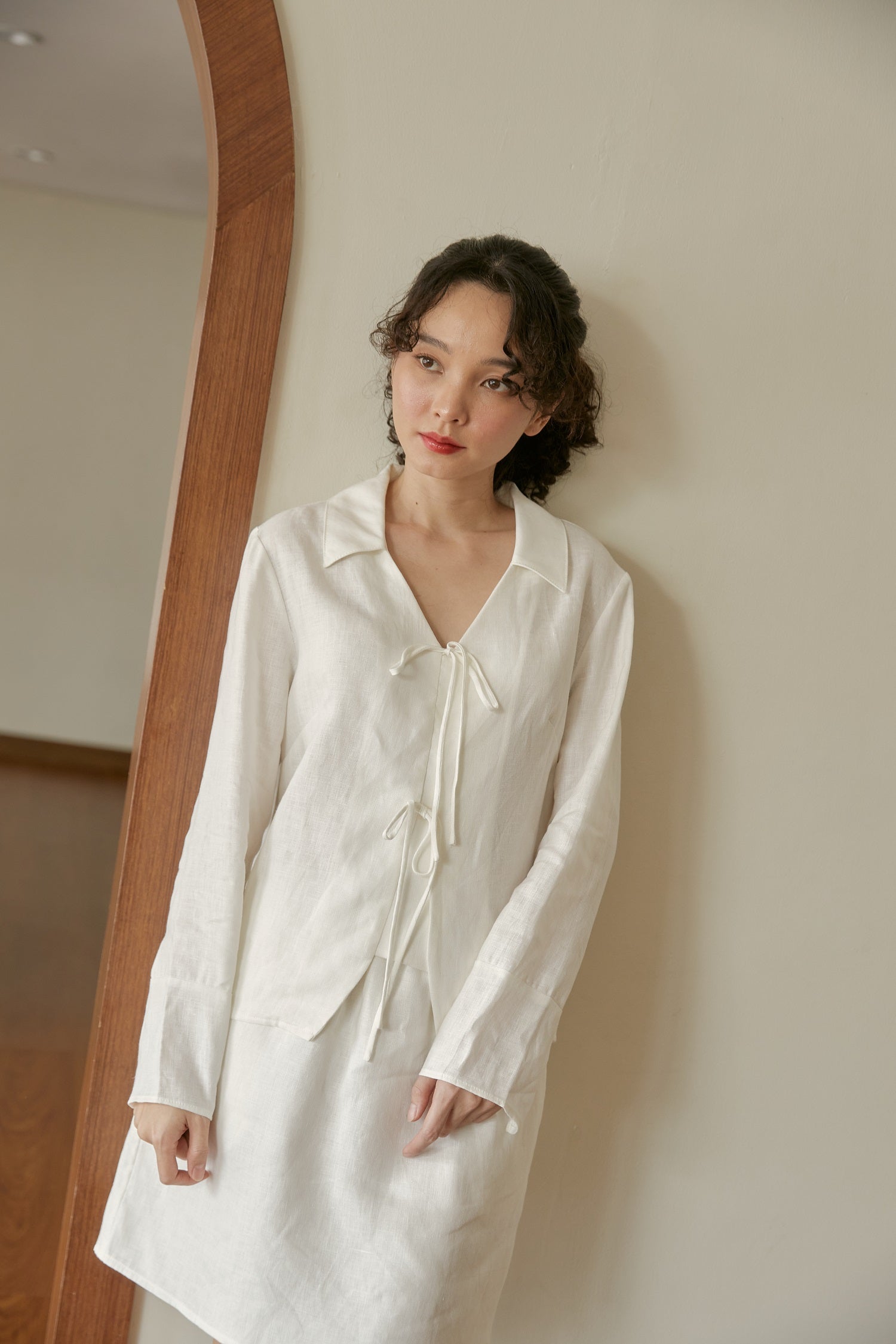 white long sleeve top