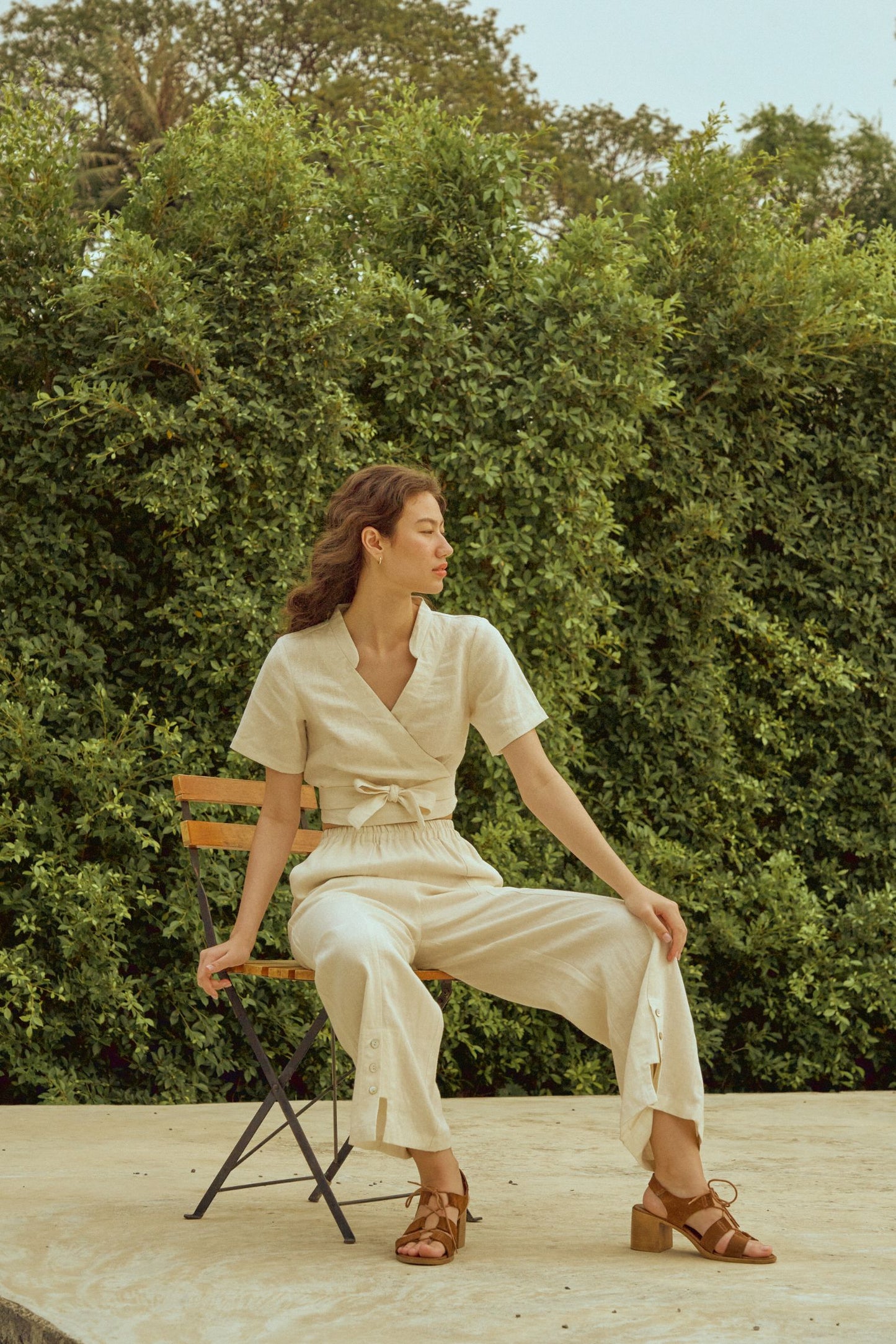 Big Sister Wide Leg Pants in cream linen - Dear Samfu