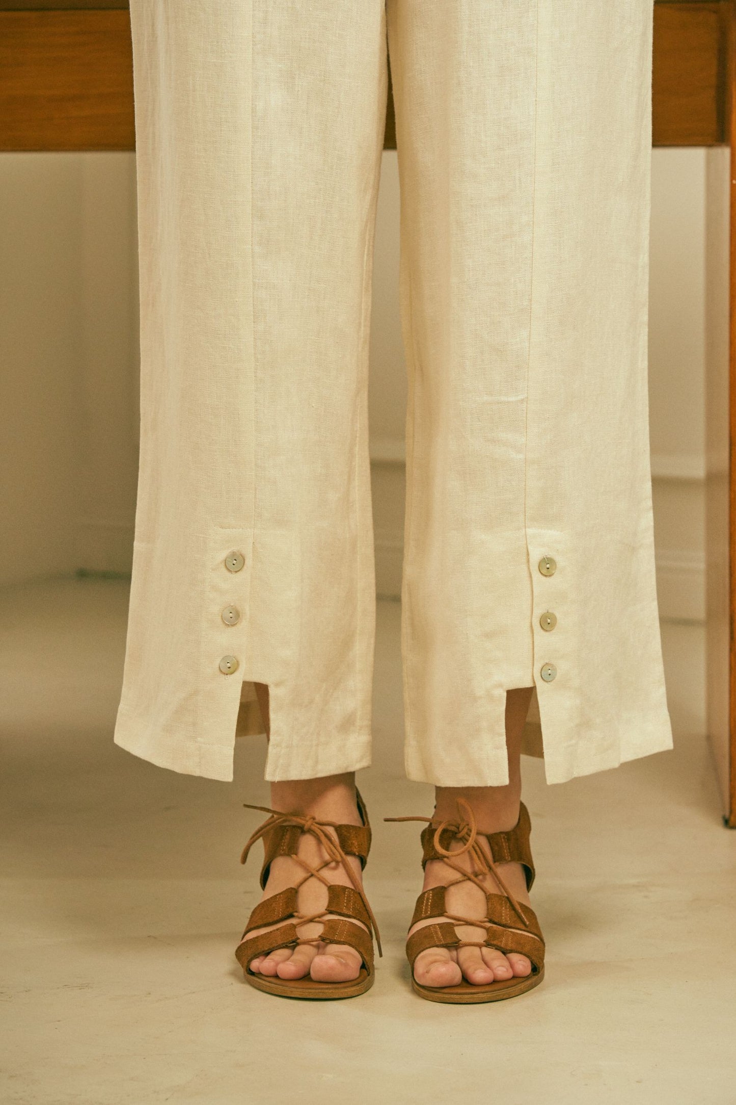 Big Sister Wide Leg Pants in cream linen - Dear Samfu
