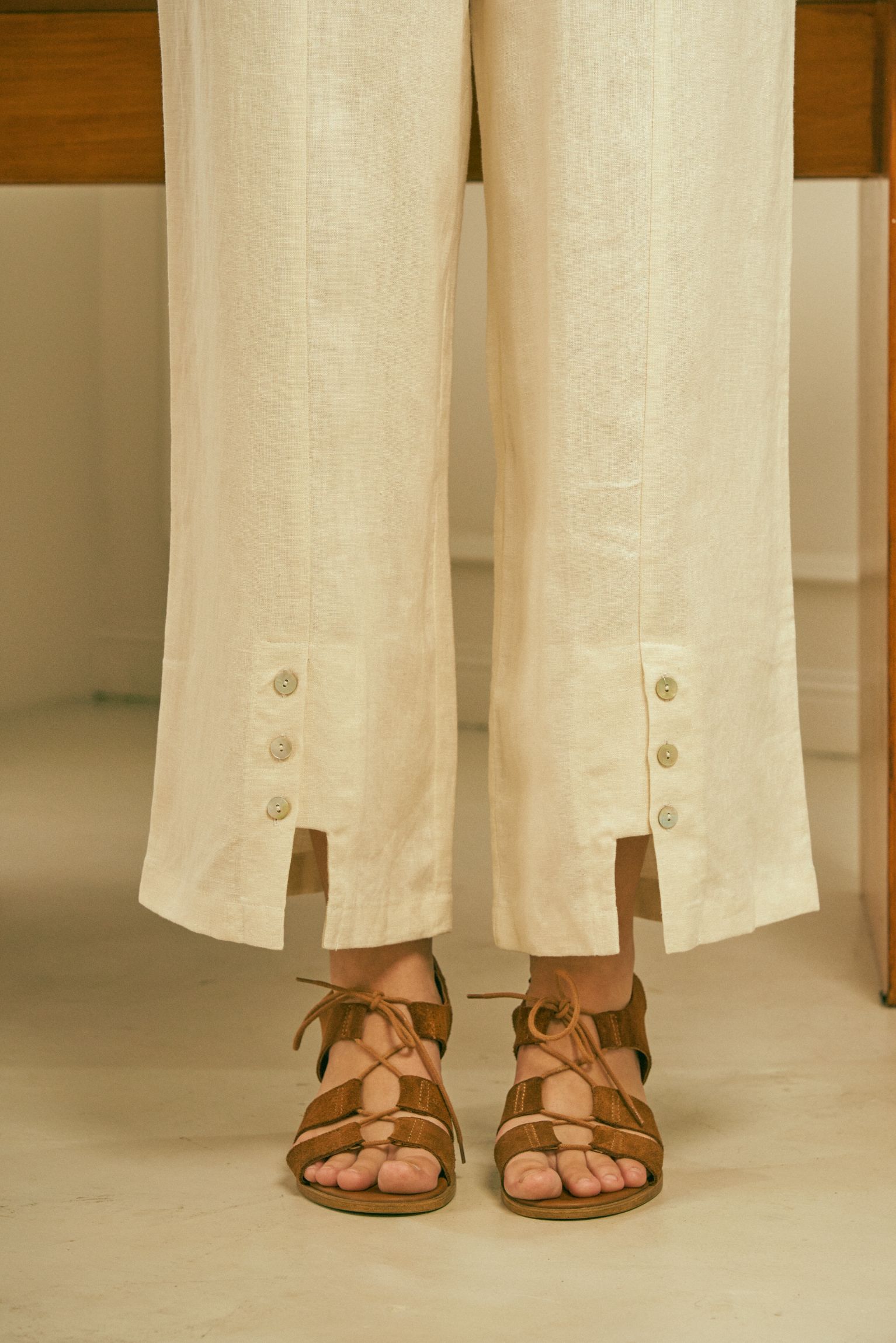 Big Sister Wide Leg Pants in cream linen - Dear Samfu