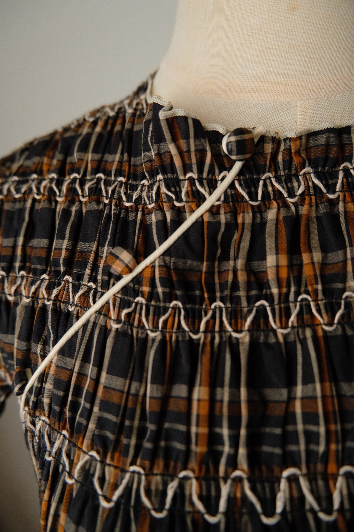 [One of a kind sample] Gather Dress with cheongsam detail (S)