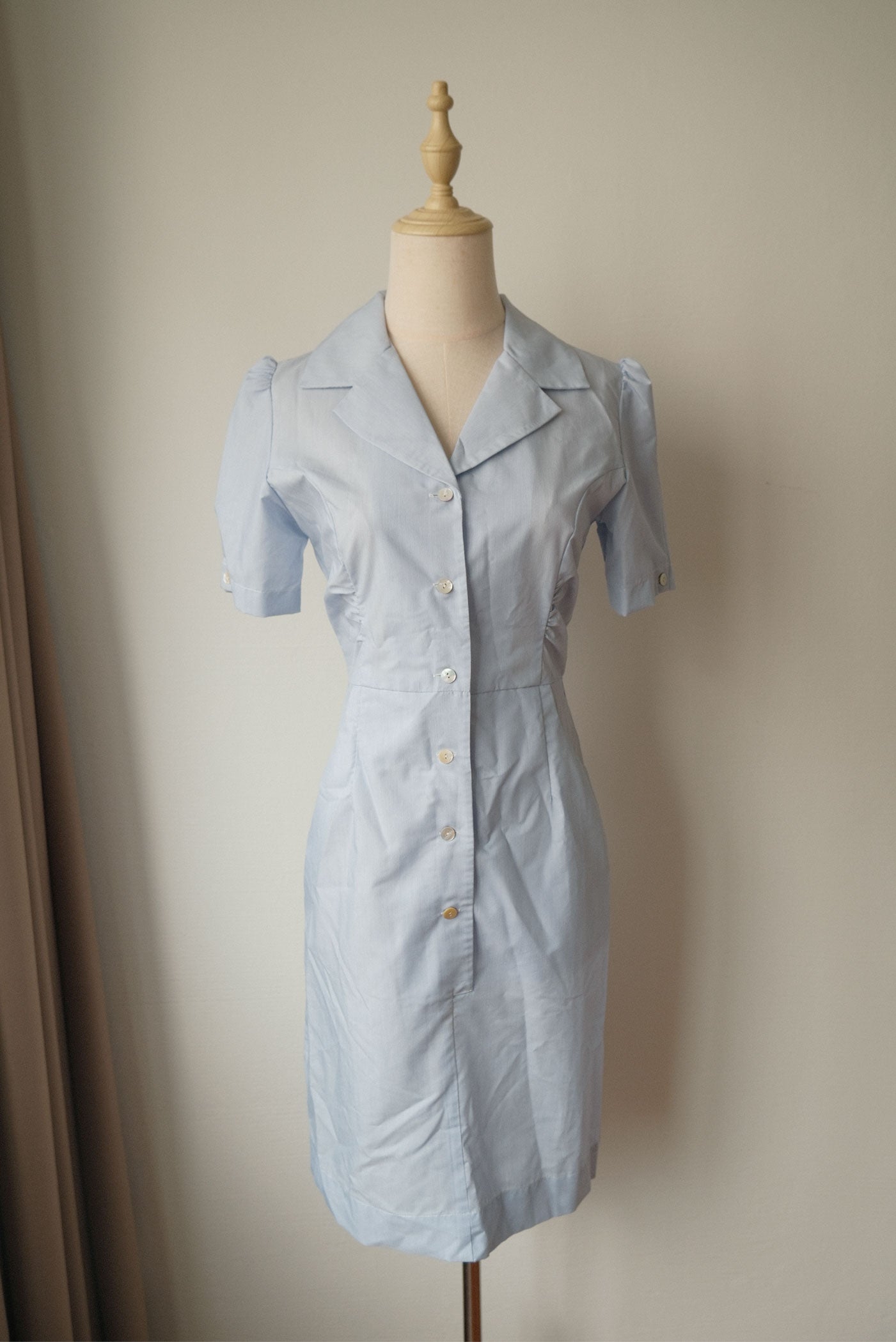 Oh Mama Shirtdress in cornblue stripe (sample)