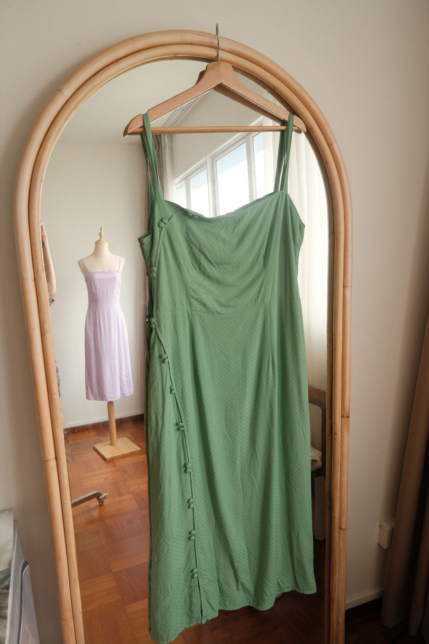 Cherish Slip Dress in jade textured (sample, size XL)