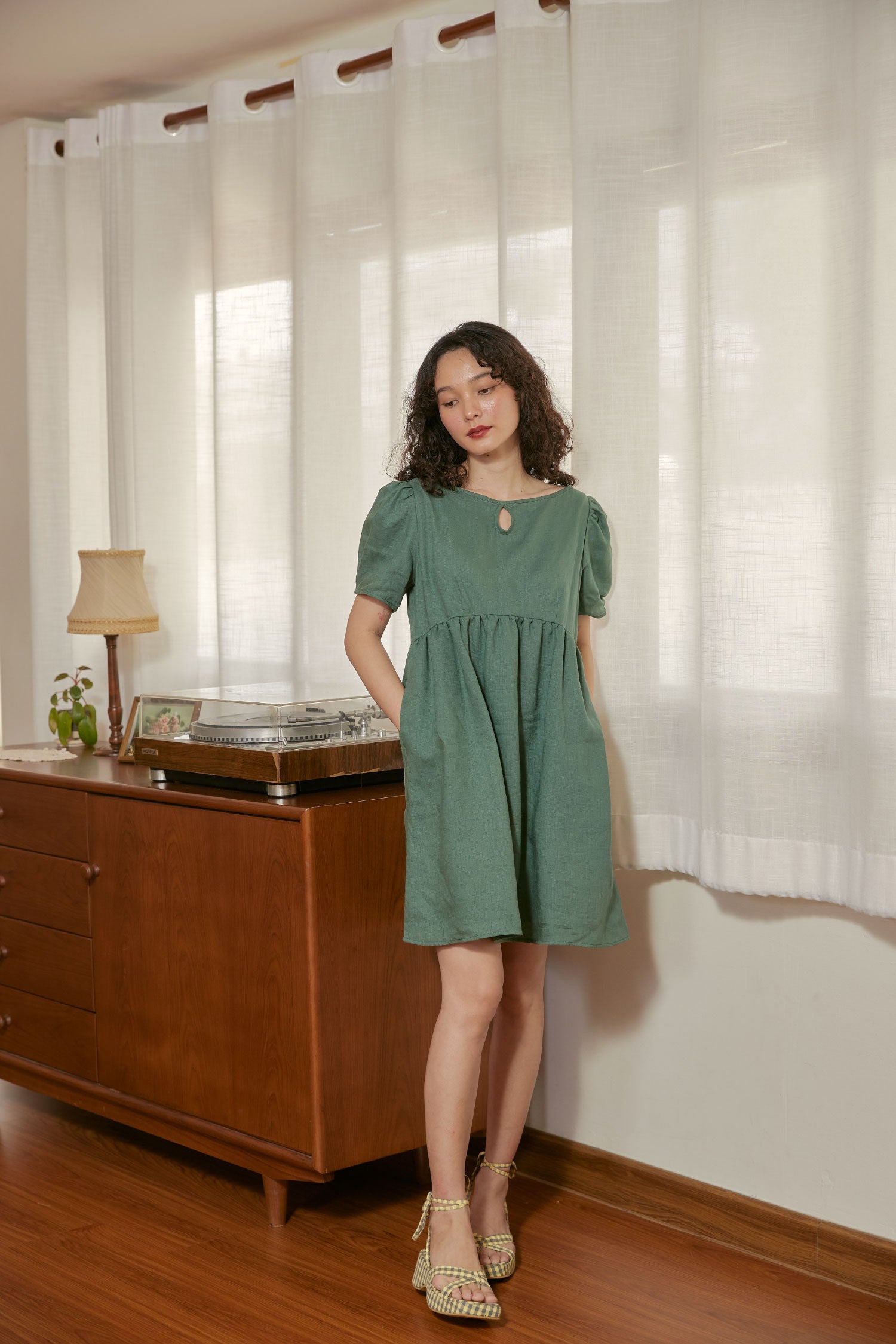 Lunar Dress in forest linen - Dear Samfu