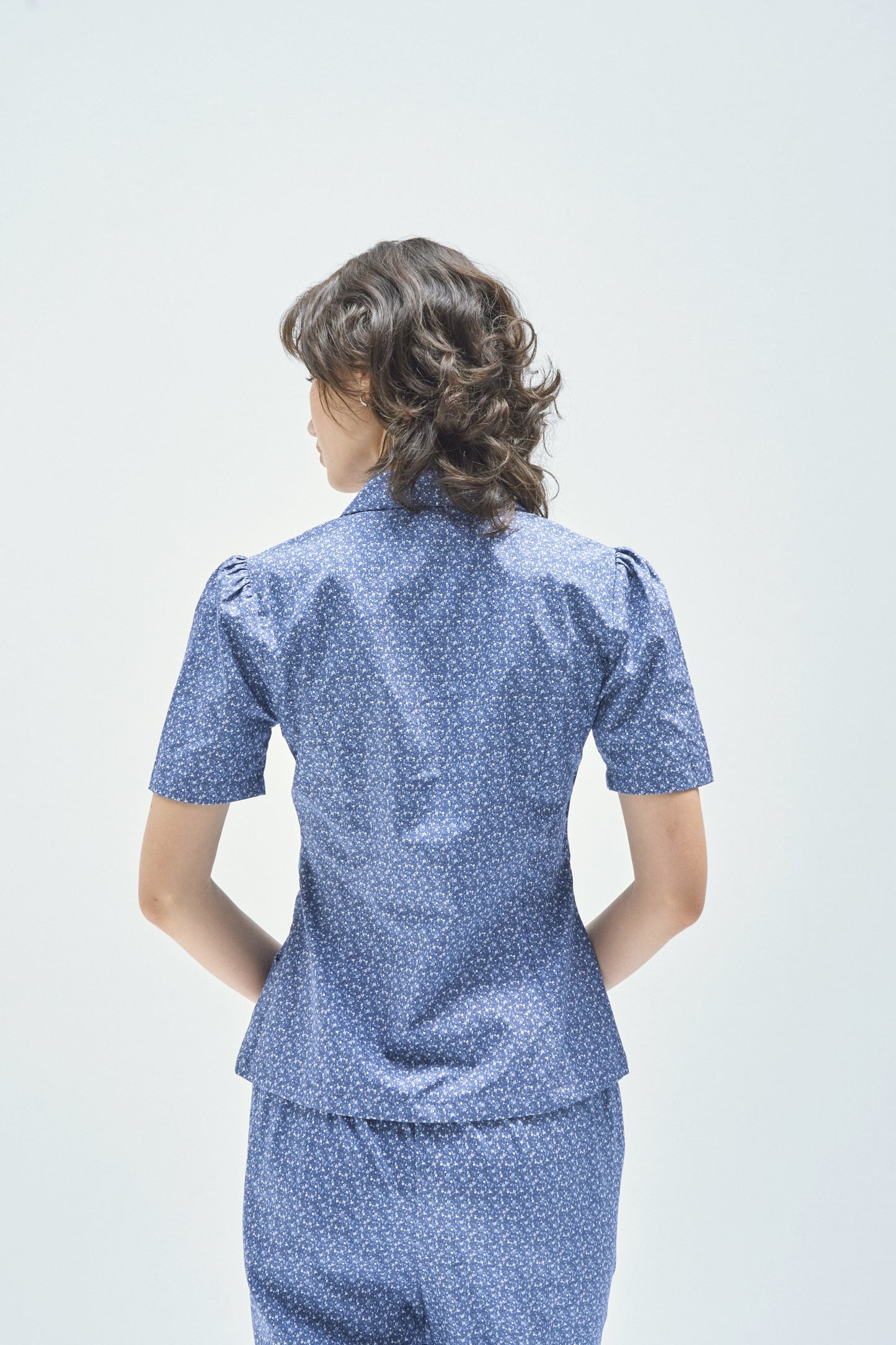Not Long Ago Shirt in navy ditsy - Dear Samfu
