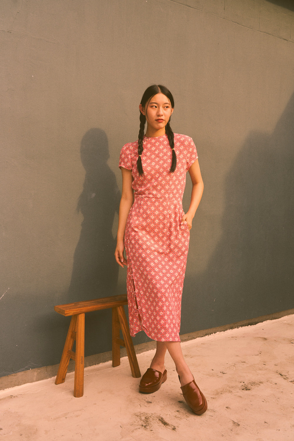 Cherish Dress in pink daisy (sample, size XL)