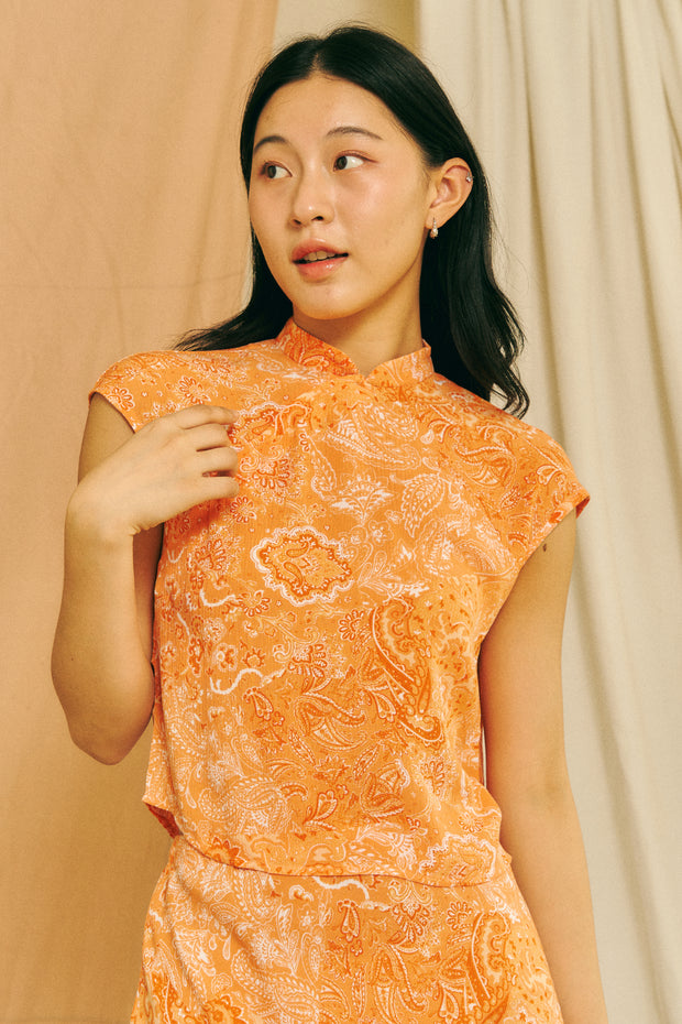 Big Sister Cheongsam Top in mandarin paisley - Dear Samfu