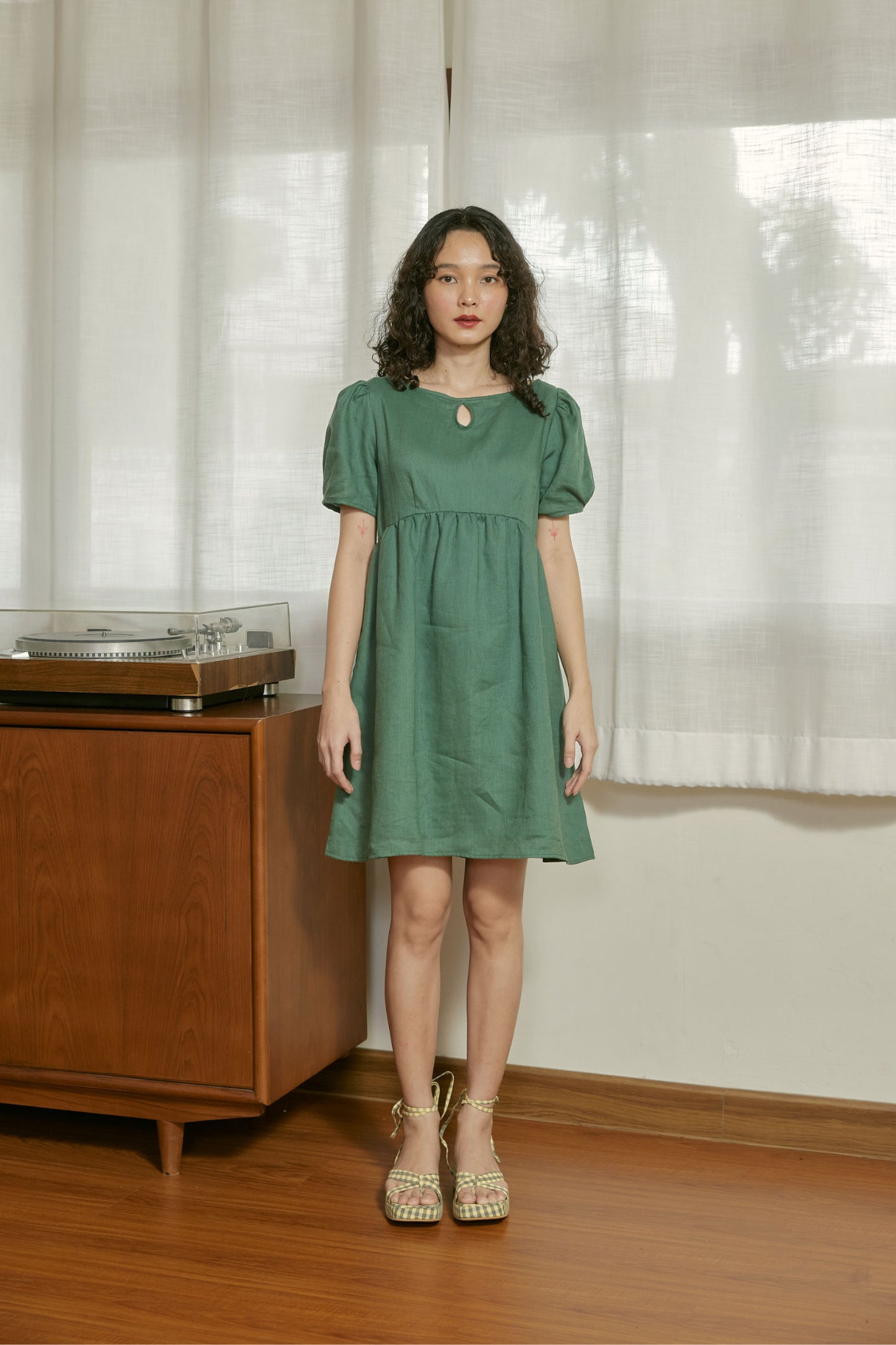 Lunar Dress in forest linen - Dear Samfu