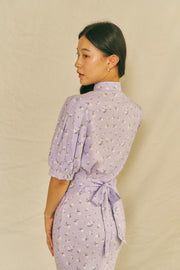 Big Sister Puff Sleeve Top in lilac blooms - Dear Samfu