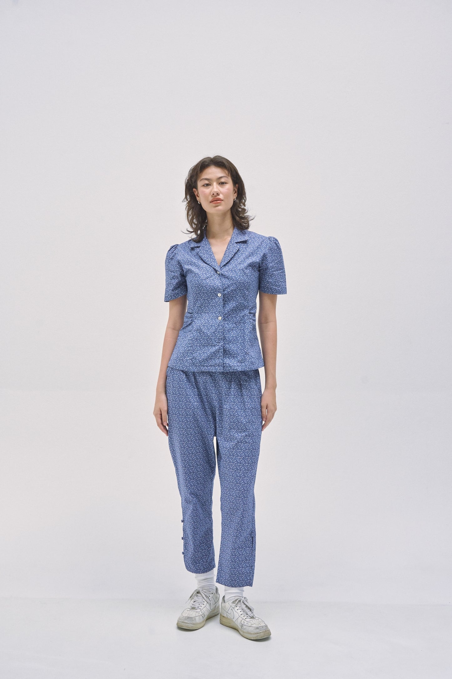 Not Long Ago Shirt in navy ditsy - Dear Samfu