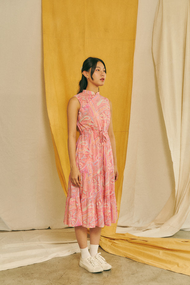 Little Sister Cheongsam Dress in pink paisley - Dear Samfu