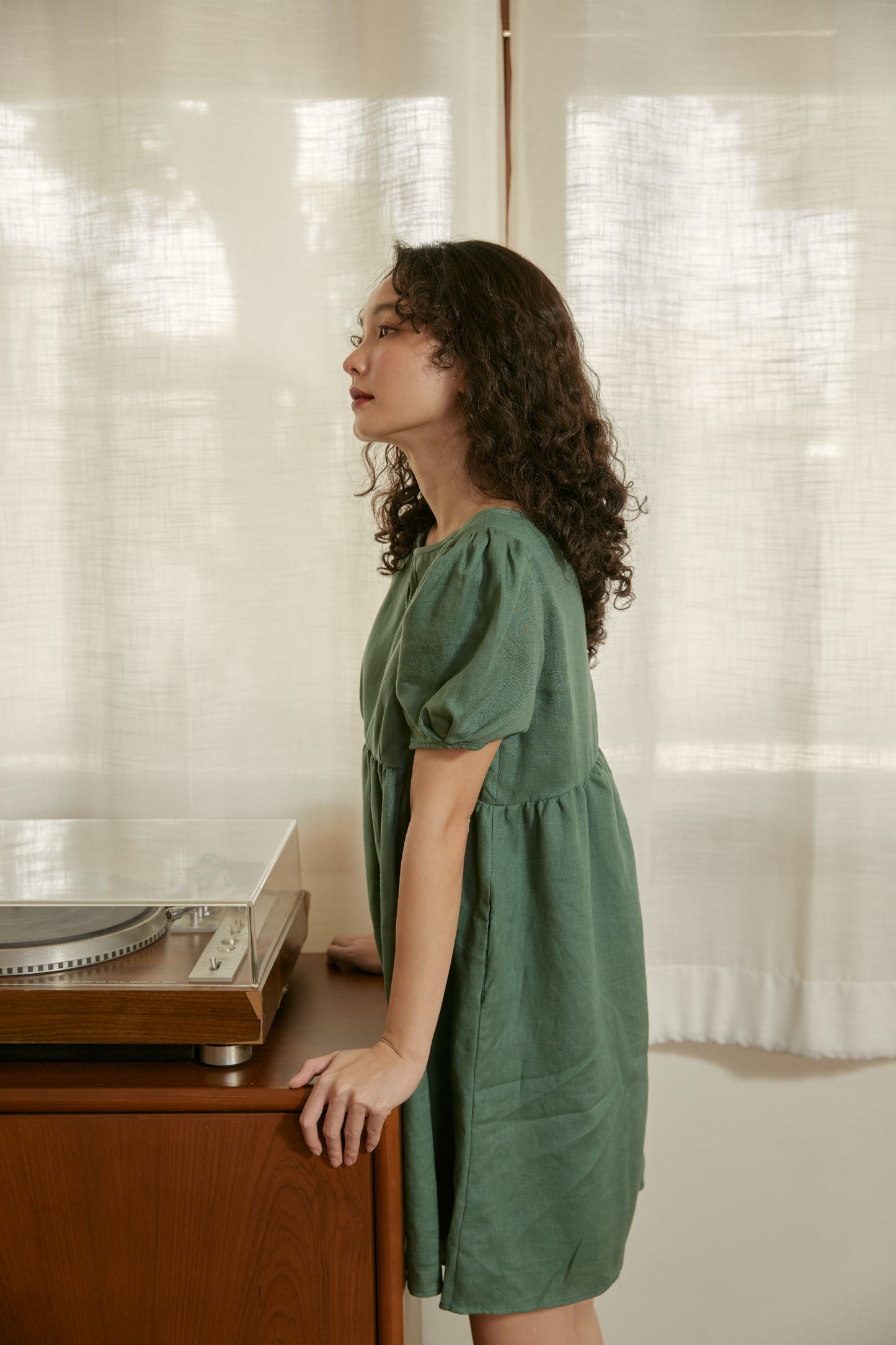 Lunar dress in forest linen - Dear Samfu