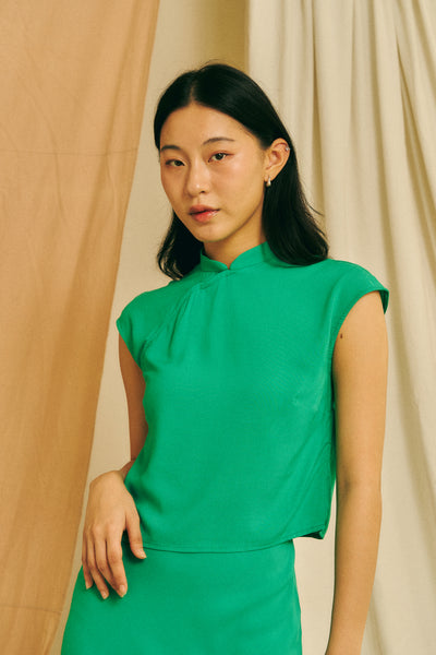 Big Sister Cheongsam Top in turquoise - Dear Samfu