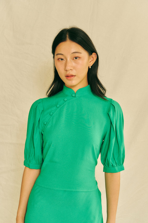 Big Sister Puff Sleeve Top in turquoise - Dear Samfu
