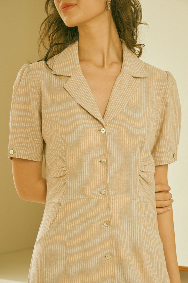 Oh Mama Midi Shirtdress in clay stripe - Dear Samfu