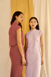 Big Sister Cheongsam Top in lilac daisy - Dear Samfu