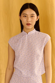 Big Sister Cheongsam Top in lilac daisy - Dear Samfu